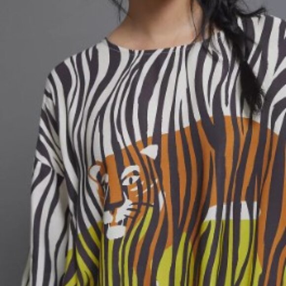 NWT Women's Corey Lynn Calter for Antropologie Zebra and Tiger Print Top Size S - Picture 11 of 11